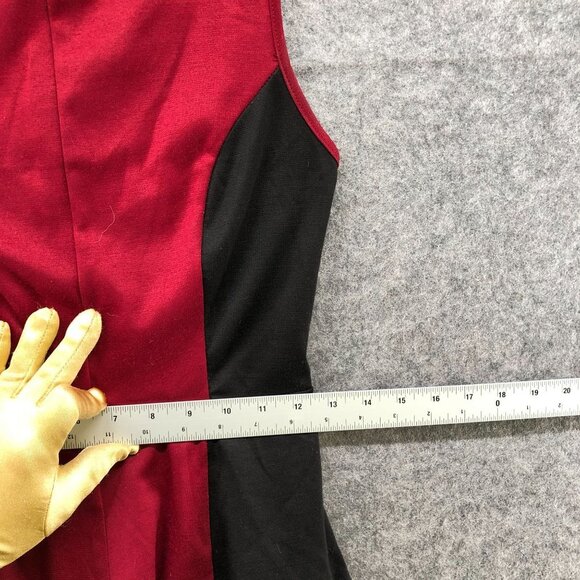 Guess Sleeveless Blouse Womens S Red Black Colorblock Peplum Ponte Formal - Picture 8 of 9